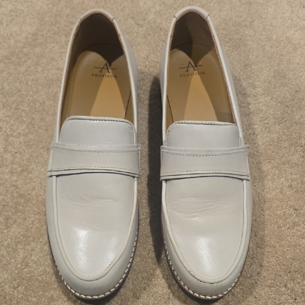 Aquatalia Men's Light Gray Loafers Size 9